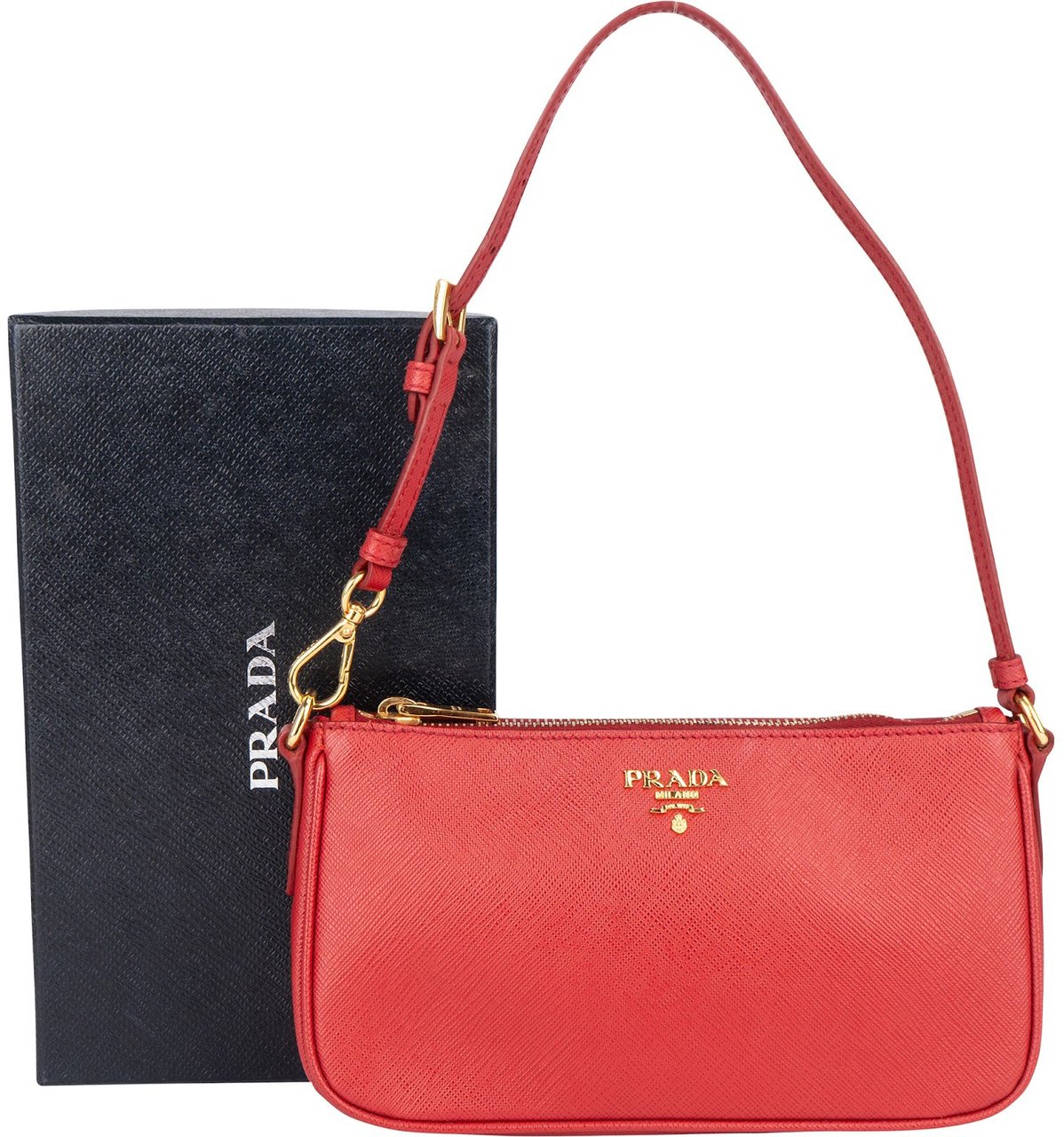 Prada Saffiano Leather Mini Shoulder Bag Rood