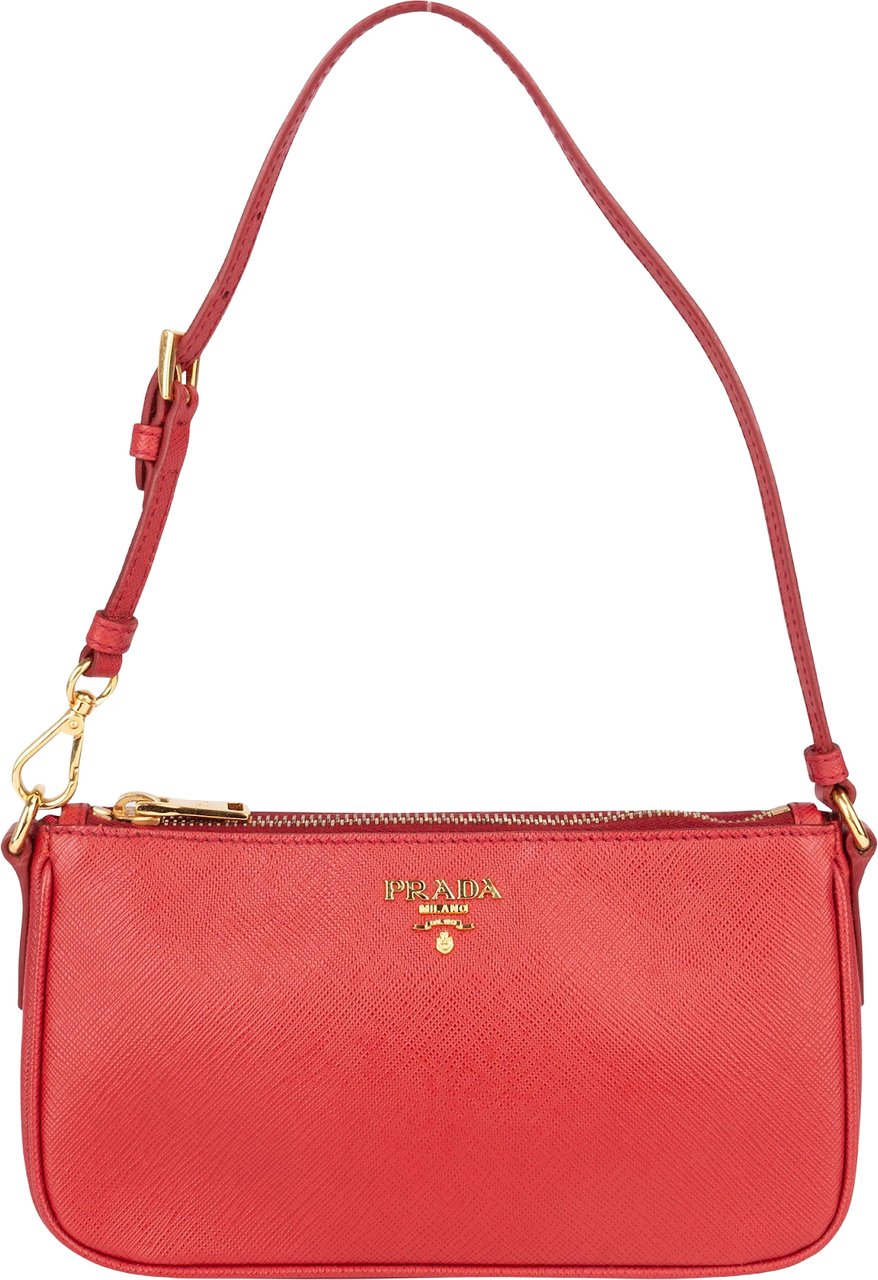 Prada Saffiano Leather Mini Shoulder Bag Rood