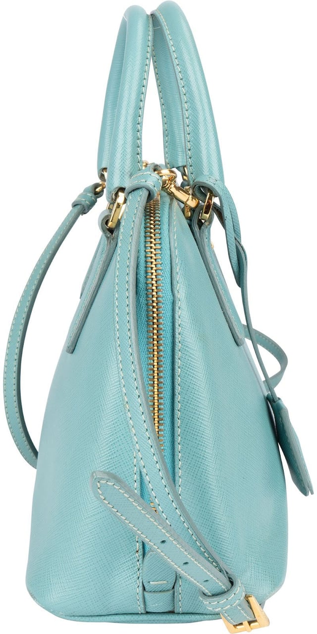 Prada Prada Saffiano Leather Mini Promenade Handbag Lichtblauw