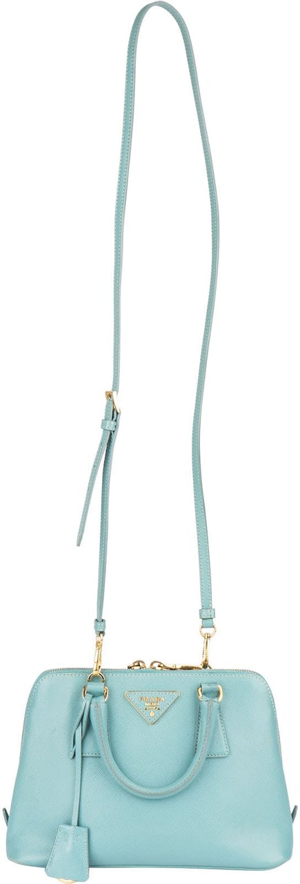 Prada Prada Saffiano Leather Mini Promenade Handbag Lichtblauw
