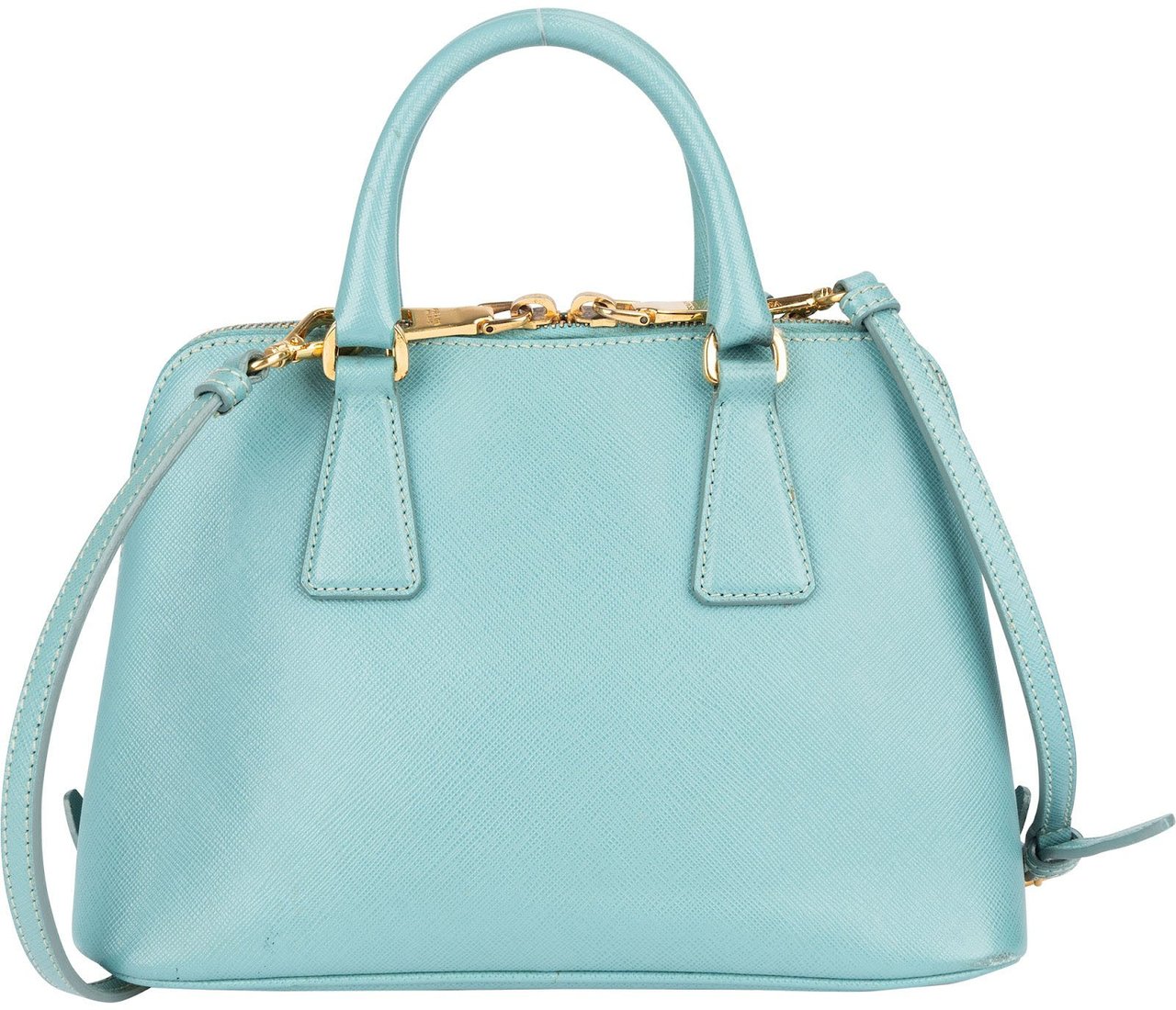 Prada Prada Saffiano Leather Mini Promenade Handbag Lichtblauw