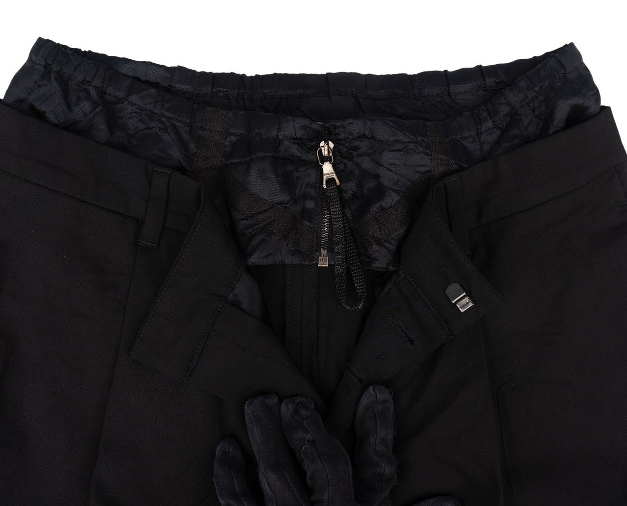 Prada Prada Black Nylon FW Women Trousers (38) Zwart