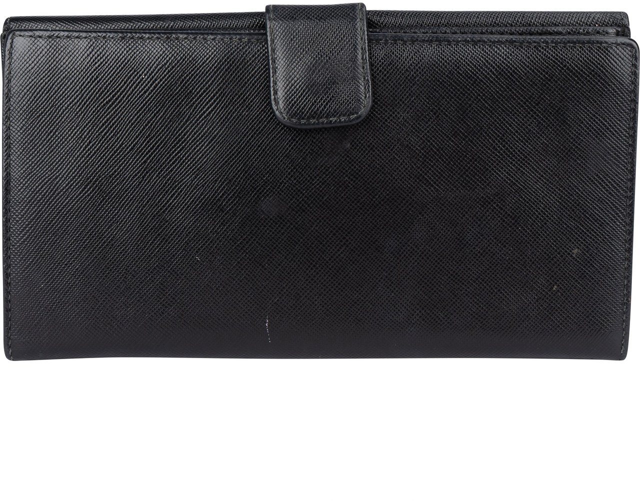 Prada Saffiano Leather Triangel Continental Wallet Zwart