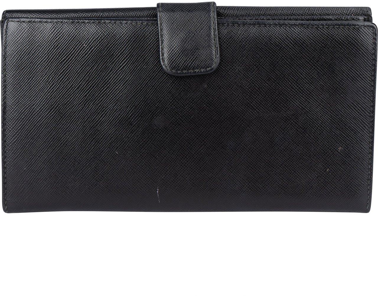 Prada Prada Saffiano Leather Triangel Continental Wallet Zwart