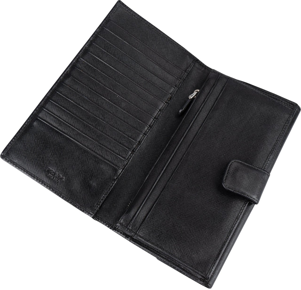 Prada Prada Saffiano Leather Triangel Continental Wallet Zwart