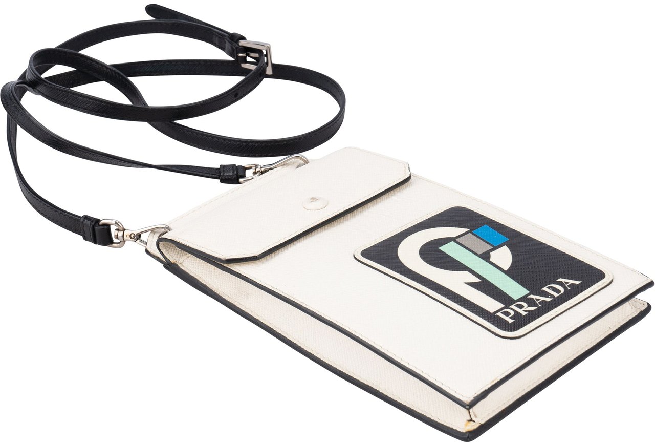 Prada Prada White Saffiano FW18 Slim Mini Crossbody Bag Divers