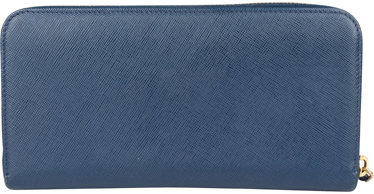 Prada Prada Saffiano Fiocco Leather Zip Around Wallet Blauw