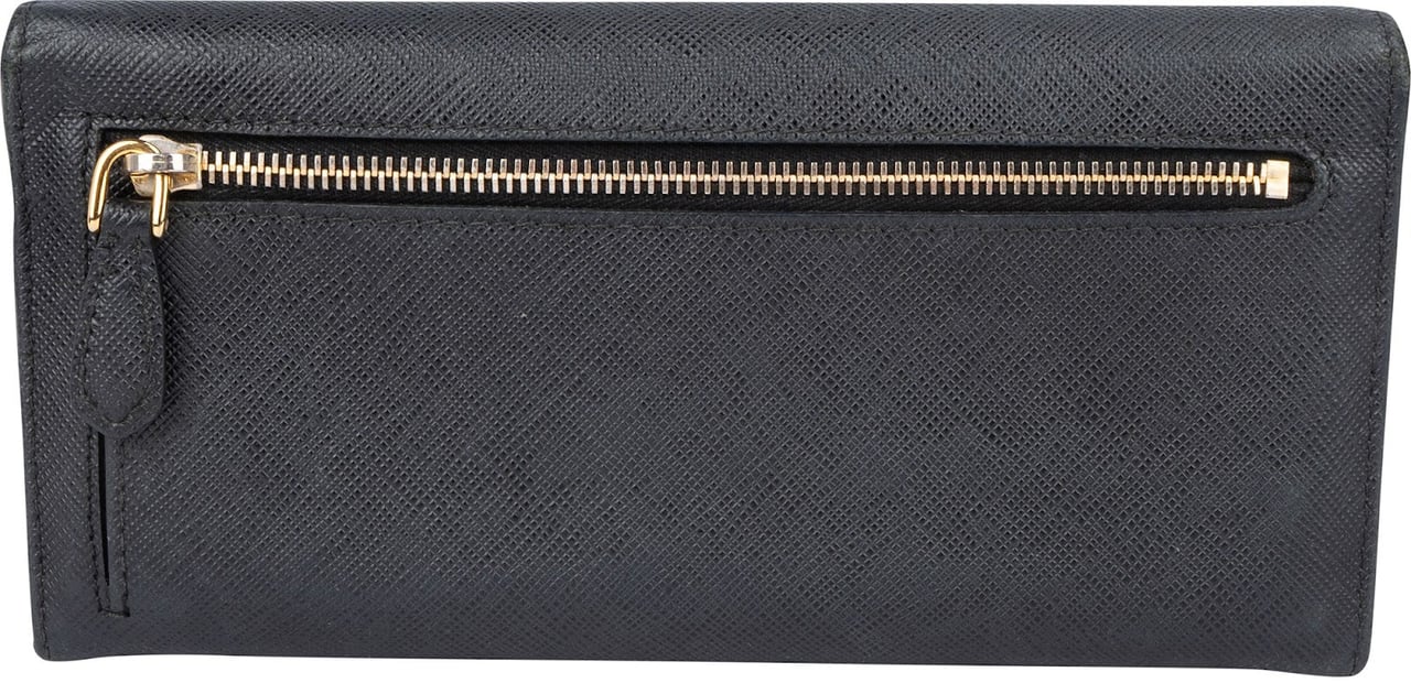Prada Prada Saffiano Multic Leather Continental Wallet Zwart