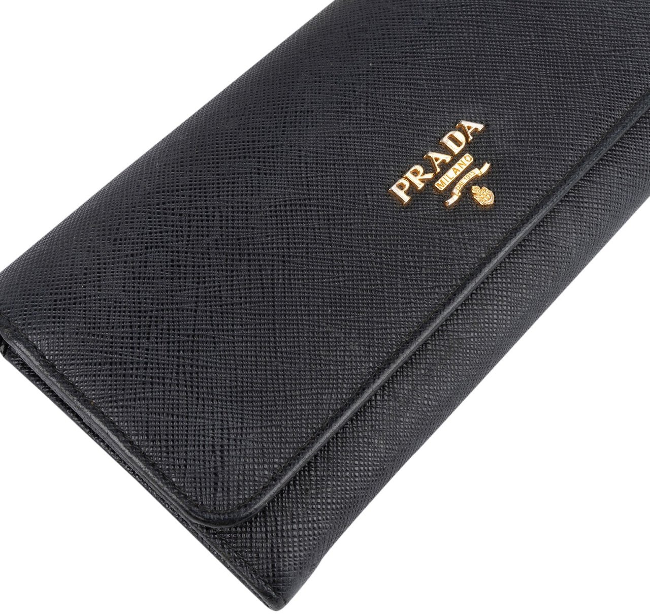 Prada Prada Saffiano Multic Leather Continental Wallet Zwart