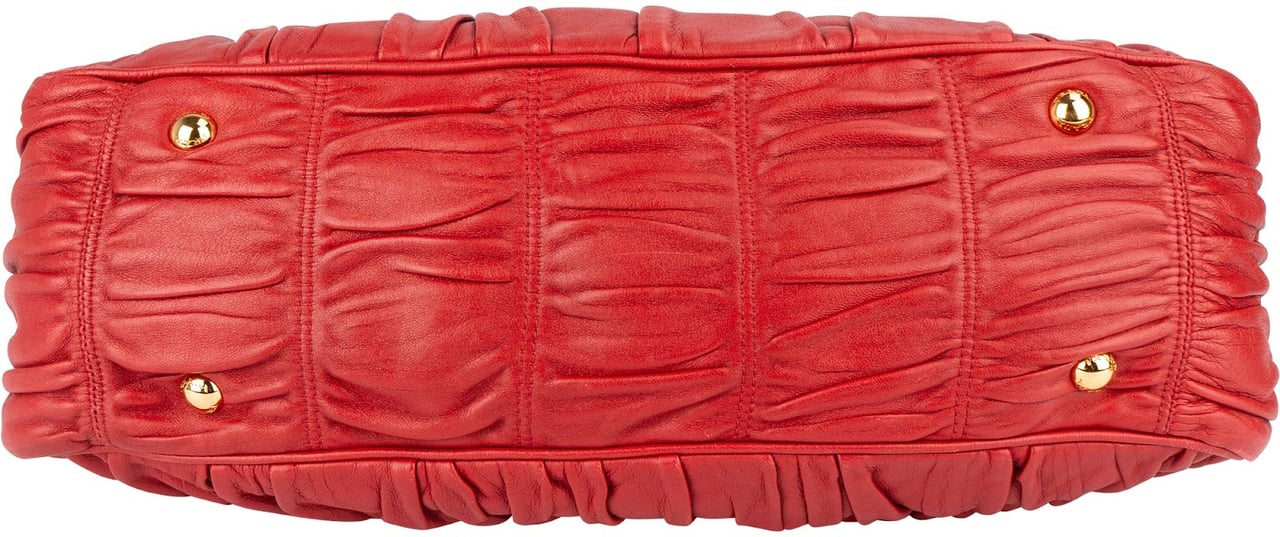 Prada Prada Nappa Quilted Leather Bauletto Handbag Rood