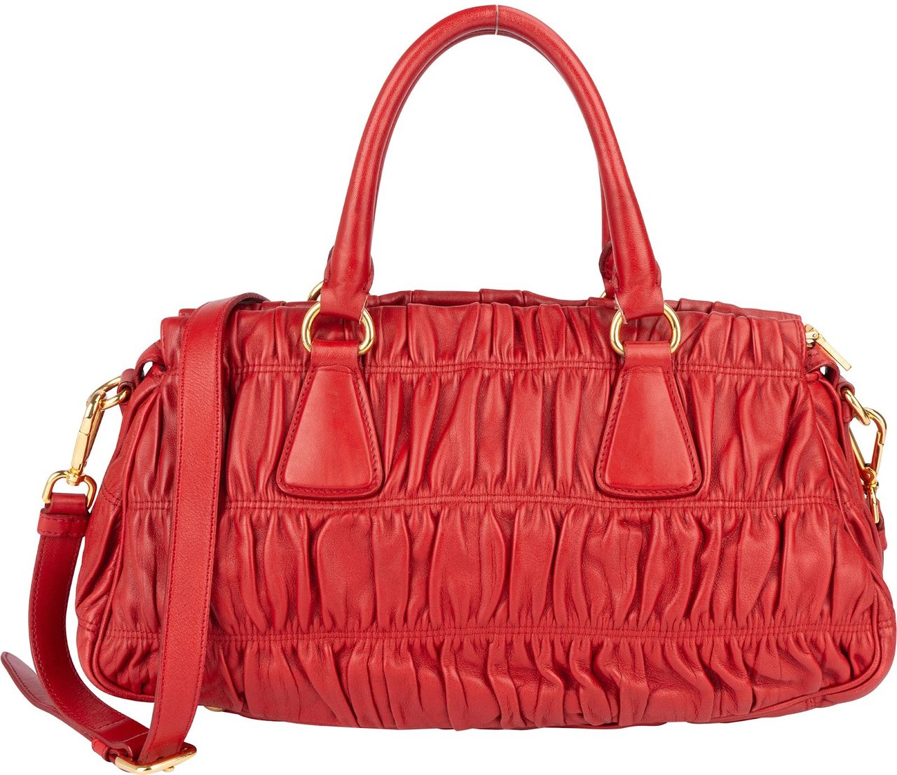 Prada Prada Nappa Quilted Leather Bauletto Handbag Rood