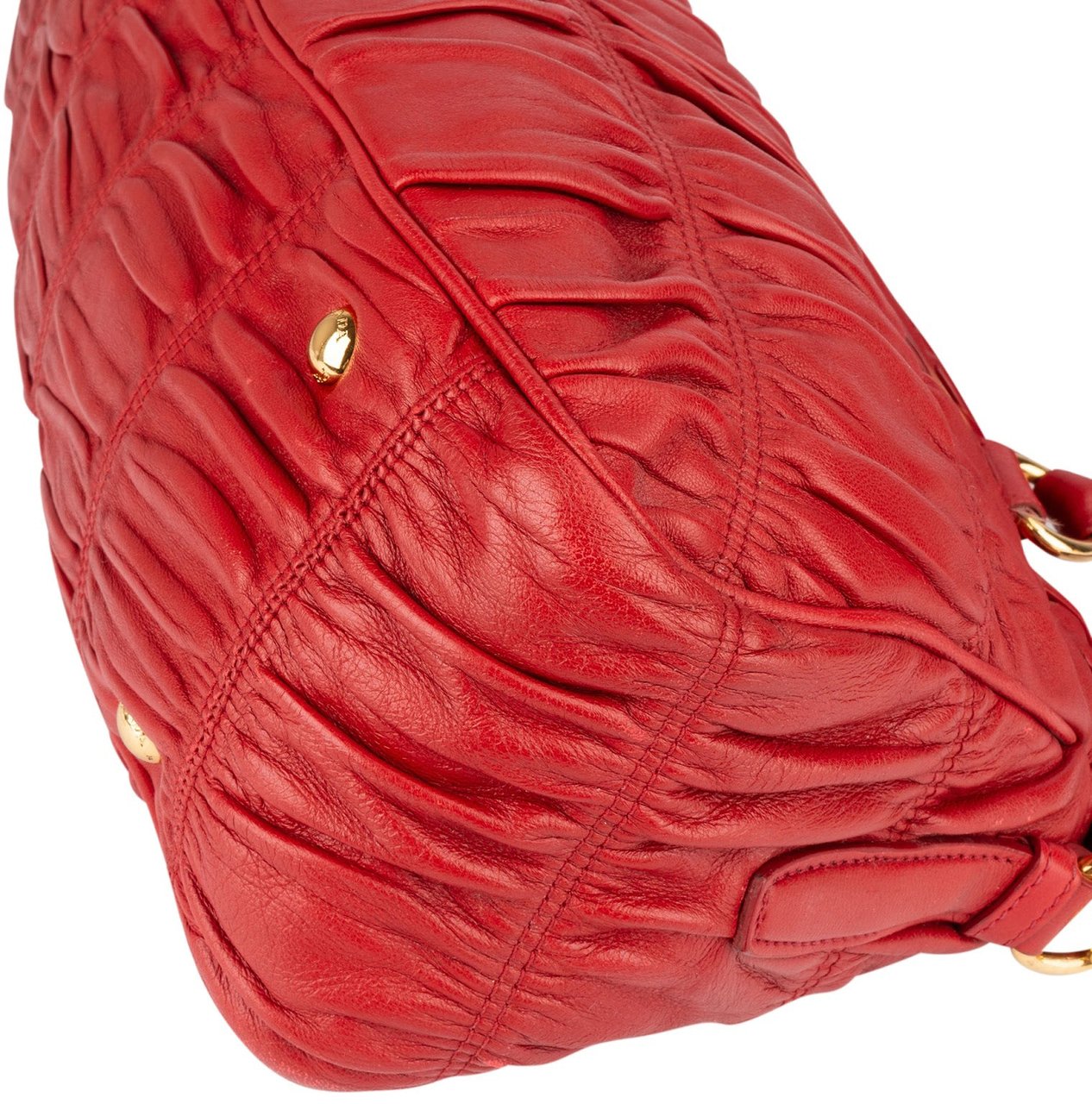 Prada Prada Nappa Quilted Leather Bauletto Handbag Rood