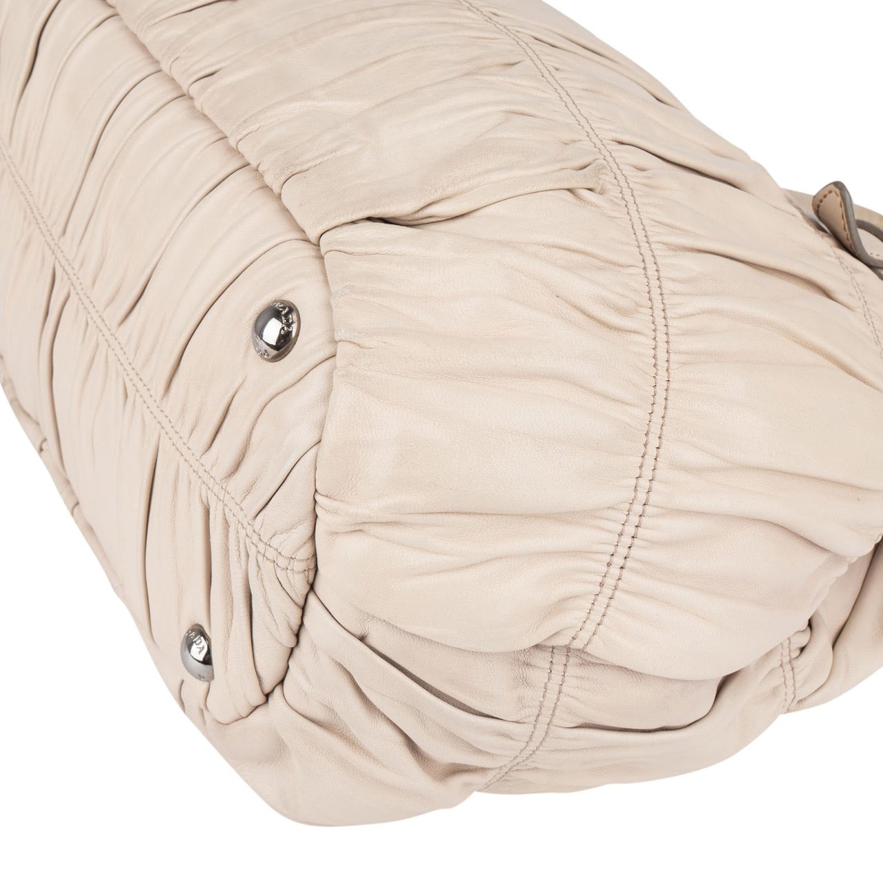 Prada Prada Quilted Nappa Leather Gaufre Tote Handbag Wit