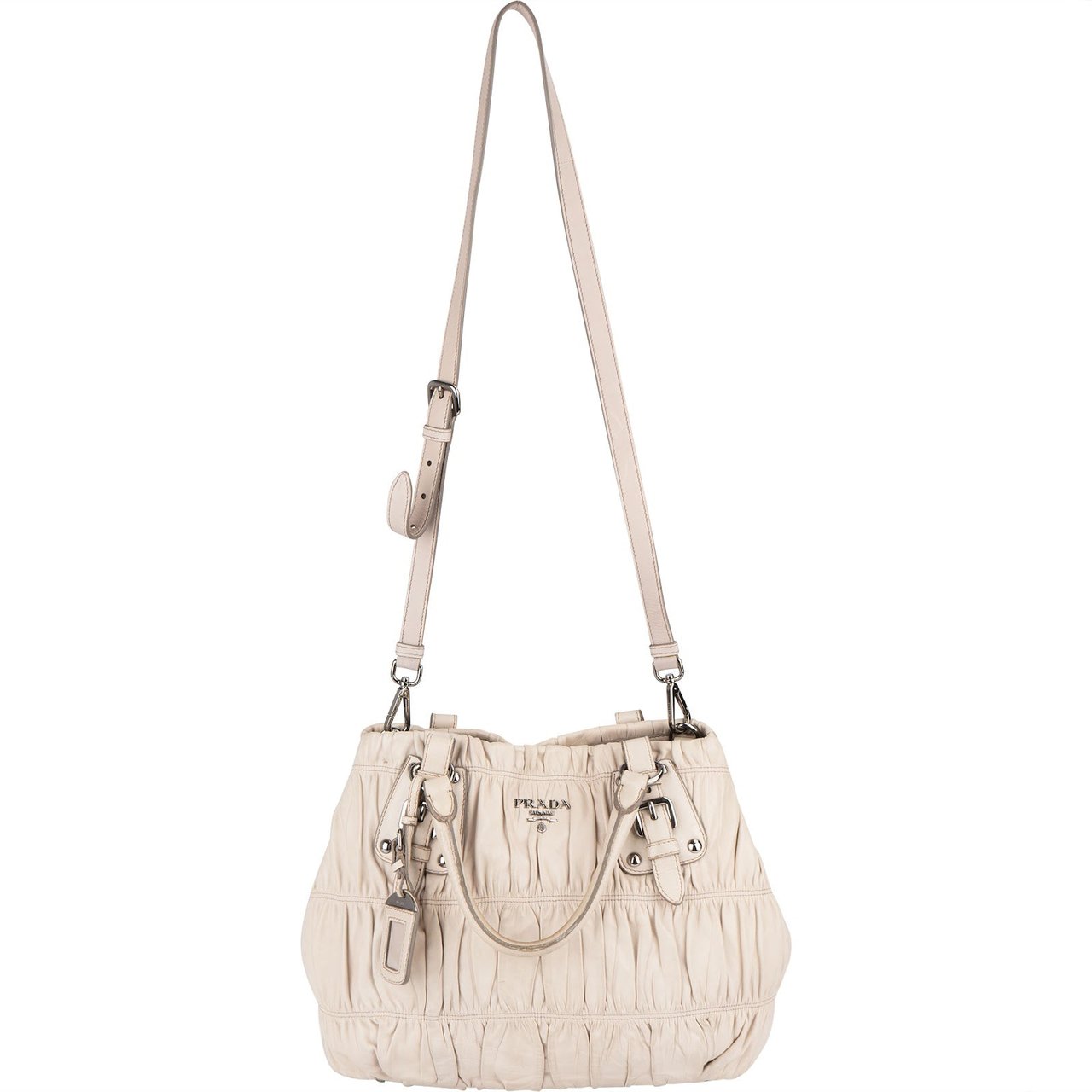 Prada Prada Quilted Nappa Leather Gaufre Tote Handbag Wit