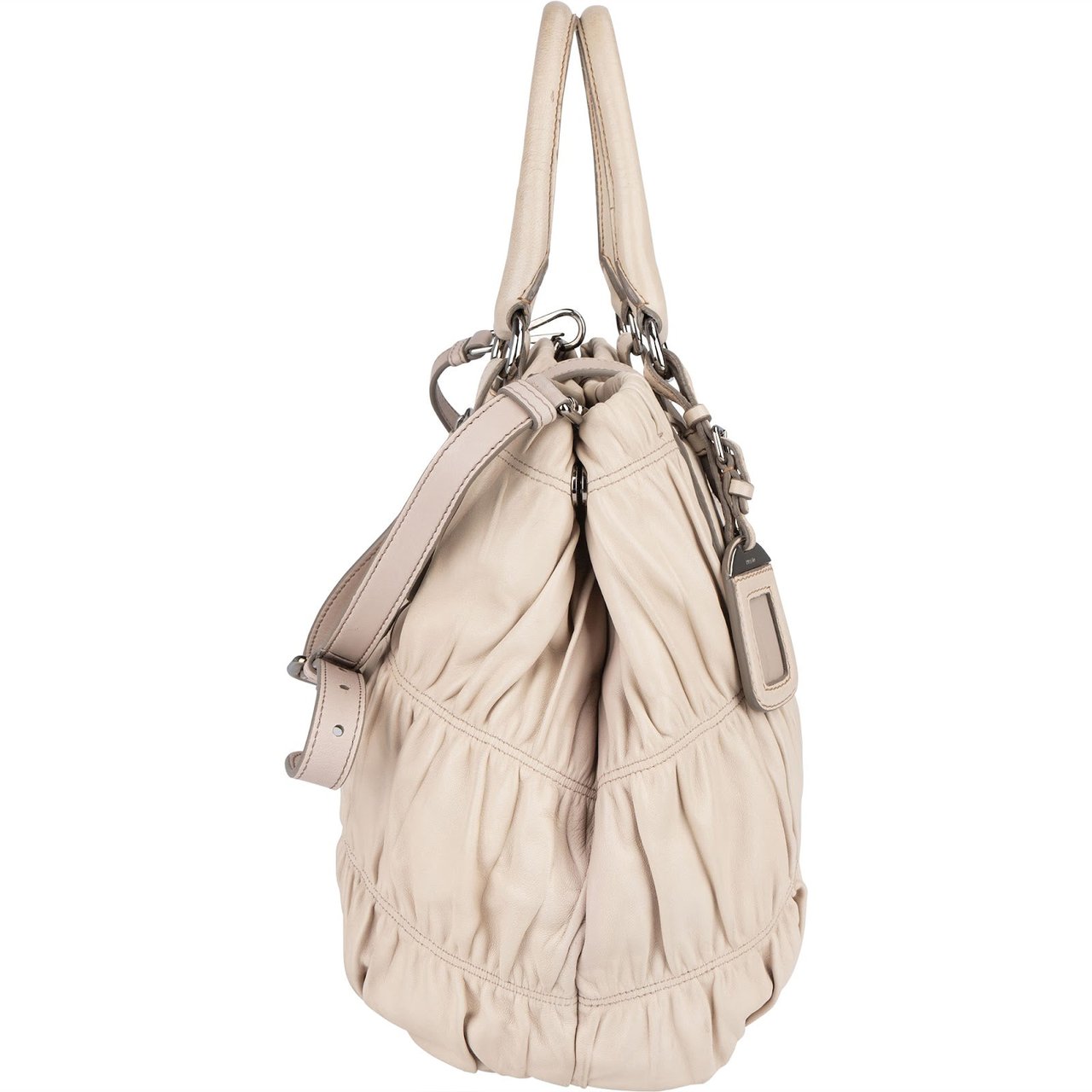 Prada Prada Quilted Nappa Leather Gaufre Tote Handbag Wit