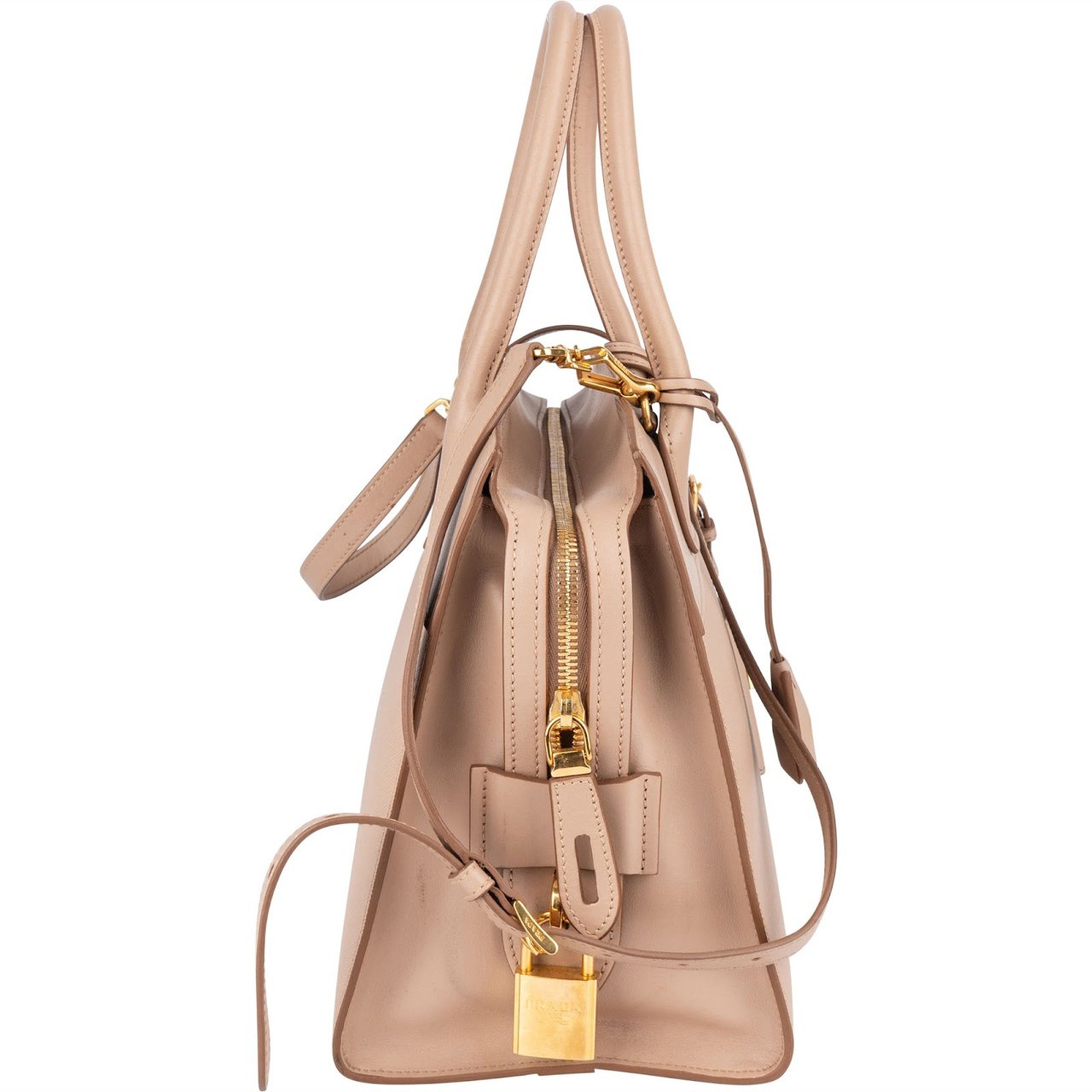 Prada Saffiano Leather Mano Galleria Handbag Beige
