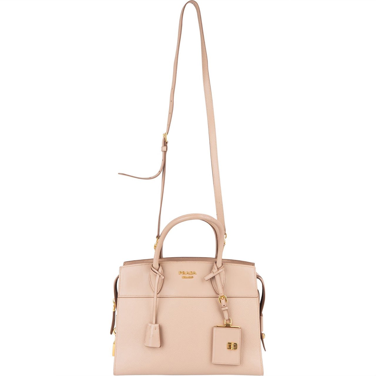 Prada Saffiano Leather Mano Galleria Handbag Beige