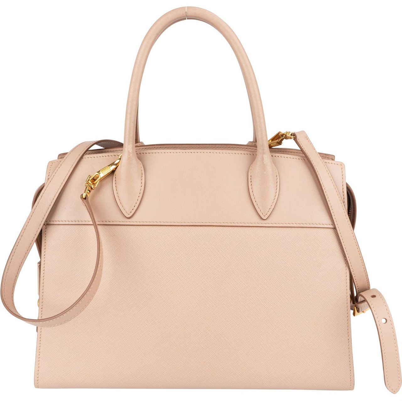 Prada Saffiano Leather Mano Galleria Handbag Beige