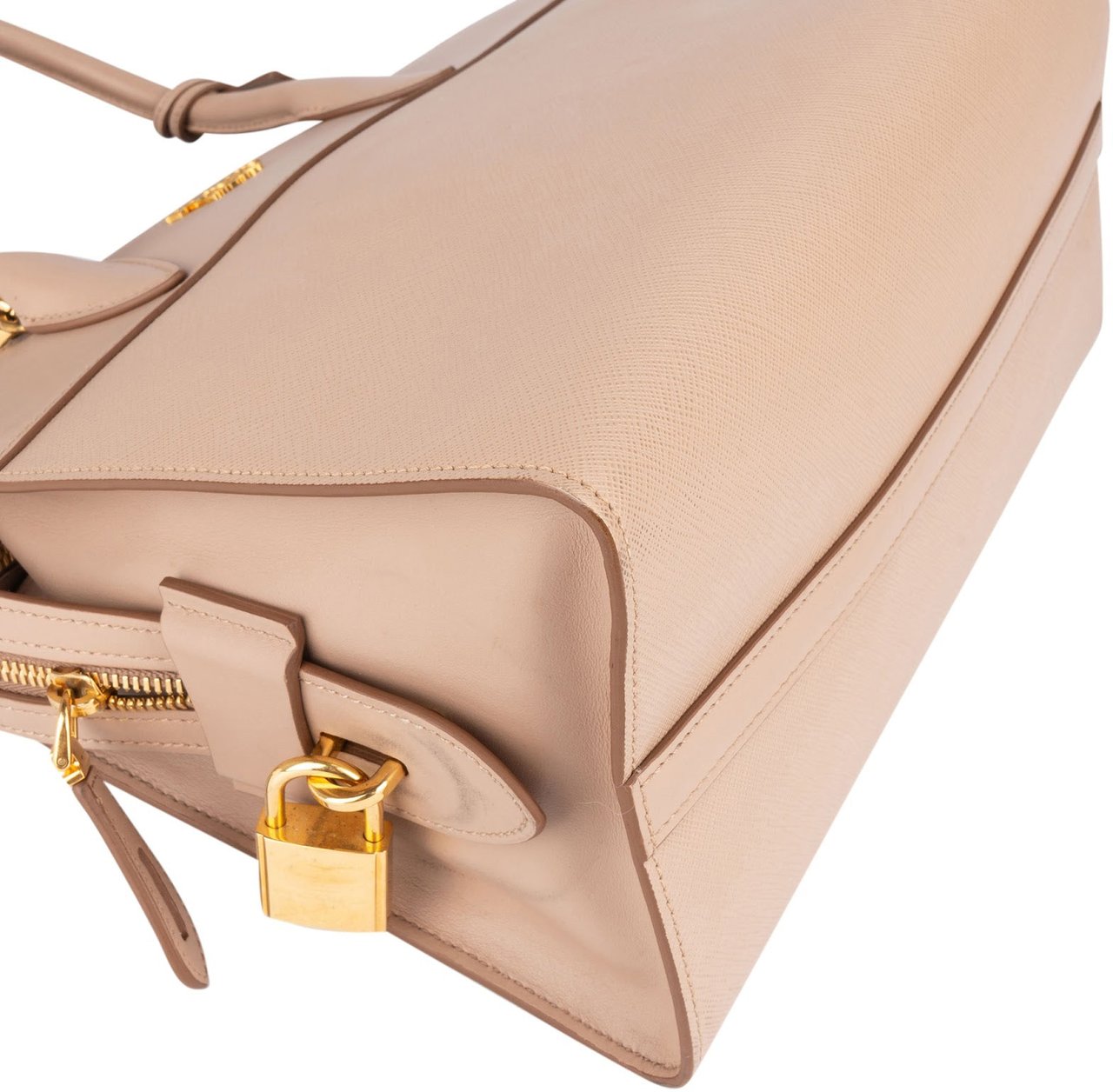 Prada Saffiano Leather Mano Galleria Handbag Beige