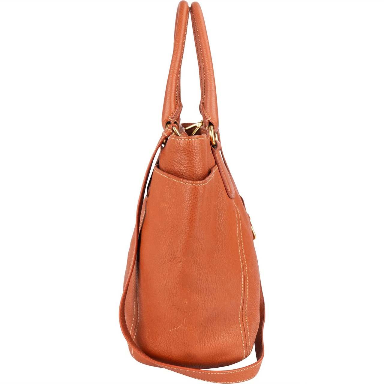 Prada Prada Vitello Daino Leather Handbag Bruin