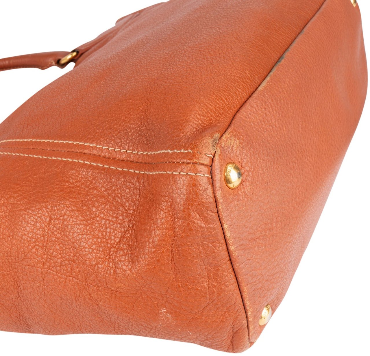 Prada Prada Vitello Daino Leather Handbag Bruin