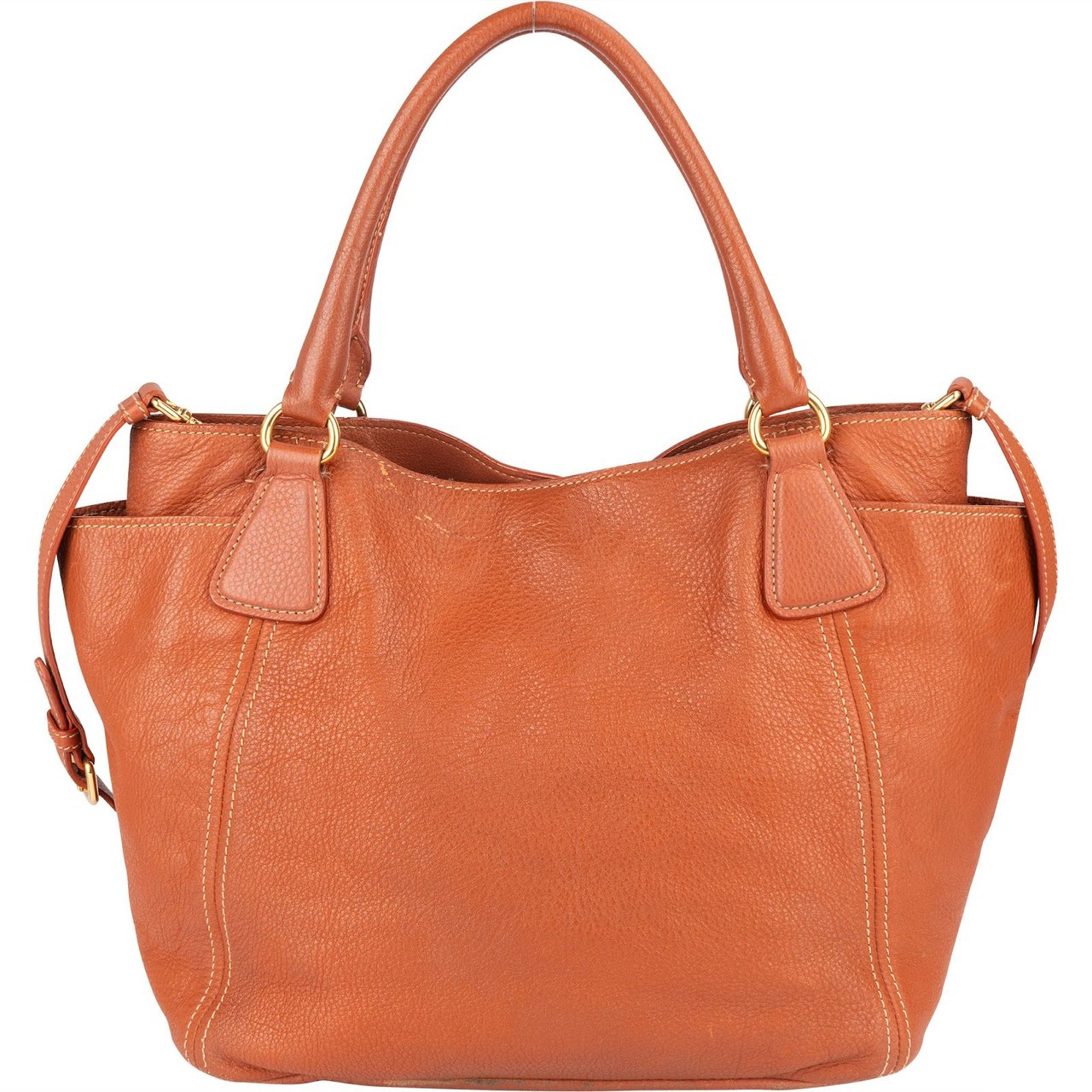 Prada Prada Vitello Daino Leather Handbag Bruin