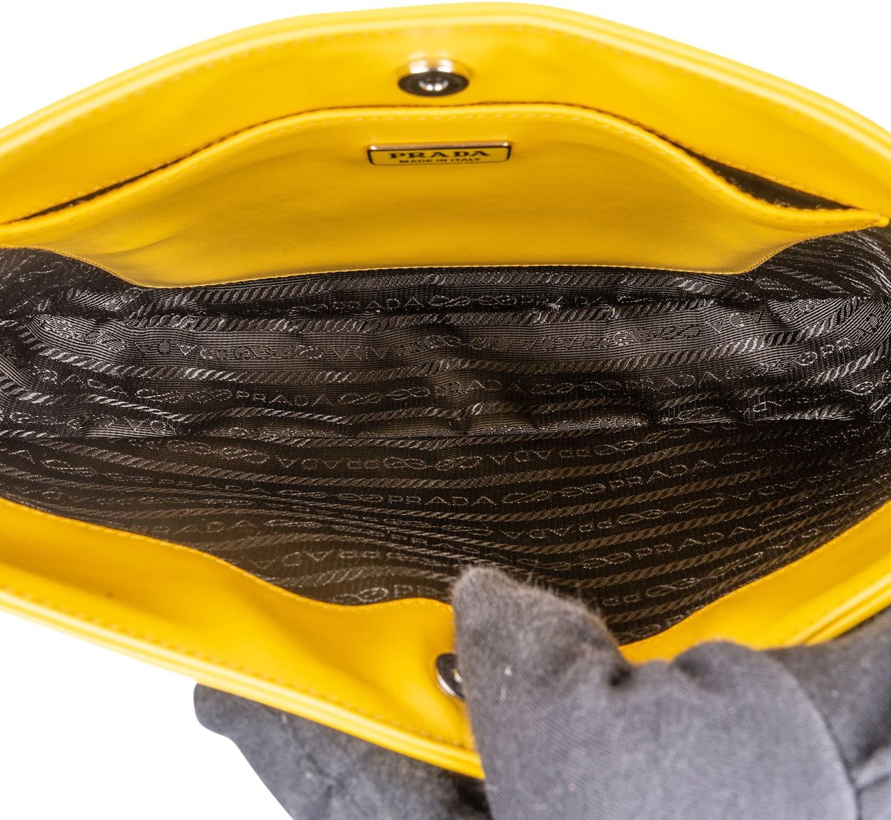 Prada Prada Yellow Patent Leather Triangle Cleo Shoulder Bag Geel