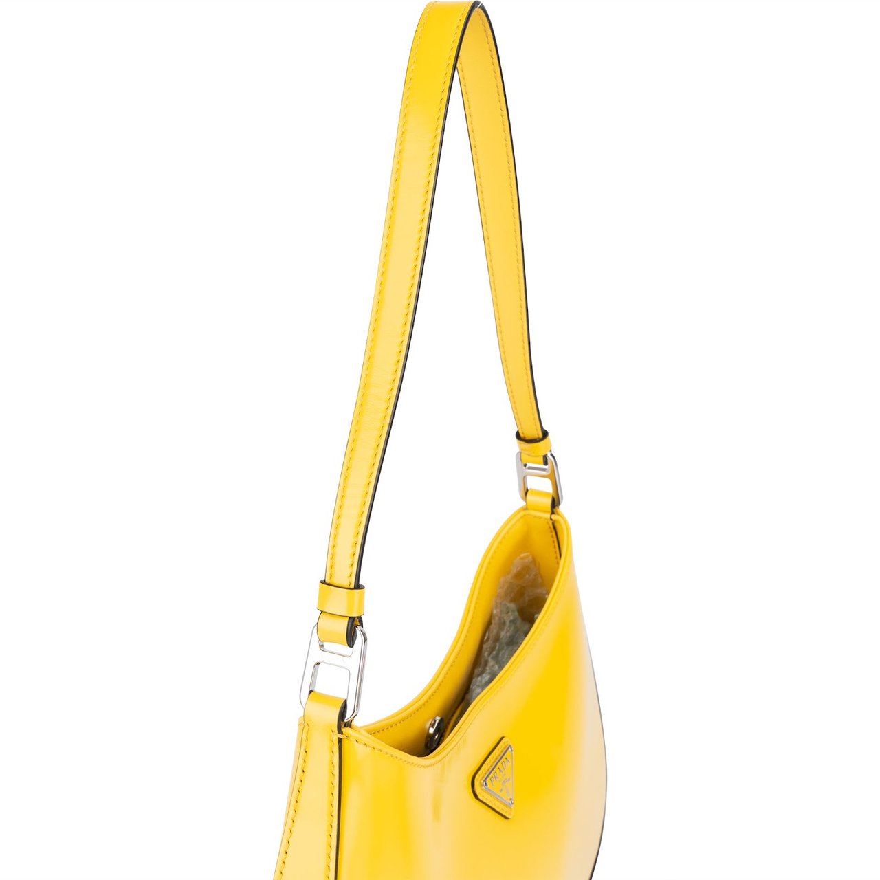 Prada Prada Yellow Patent Leather Triangle Cleo Shoulder Bag Geel