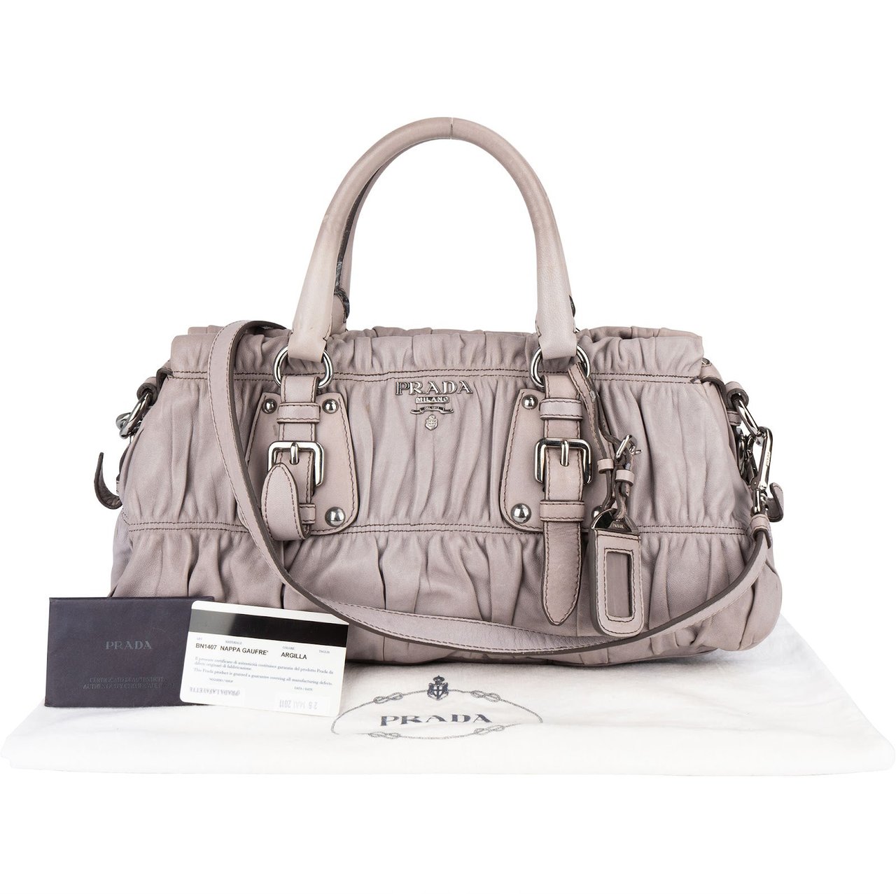 Prada Prada Quilted Nappa Gaufre Satchel Handbag Divers