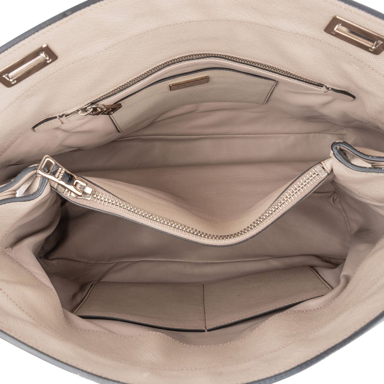 Prada Prada Grey Saffiano Leather Turnlock Double Handbag Divers