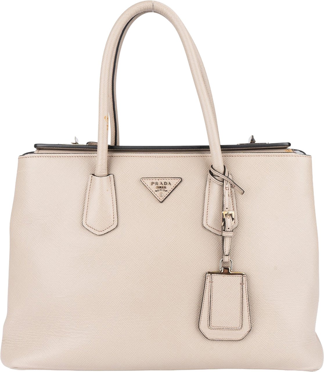 Prada Prada Grey Saffiano Leather Turnlock Double Handbag Divers