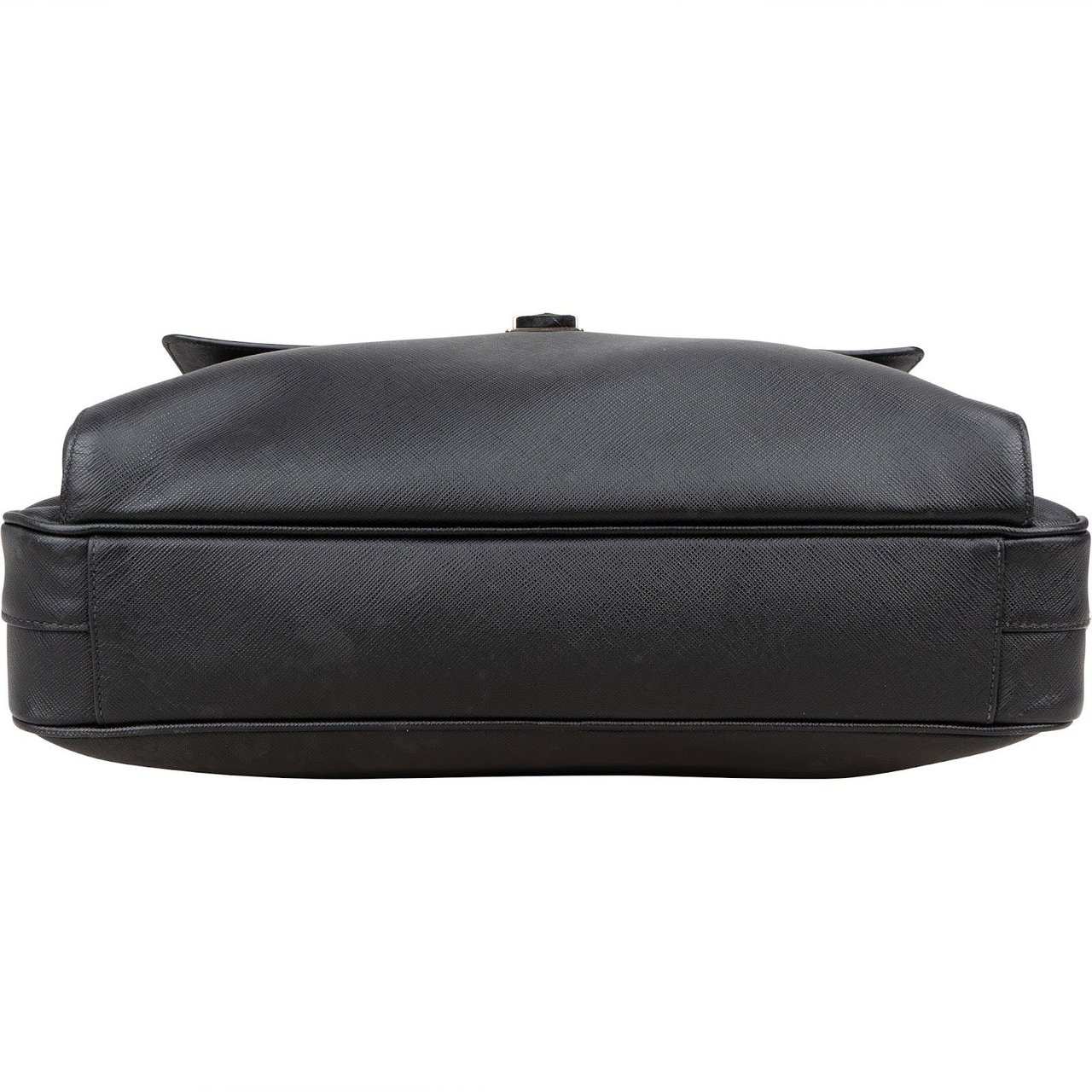 Prada Prada Black Saffiano Leather Triangle Business Handbag Zwart