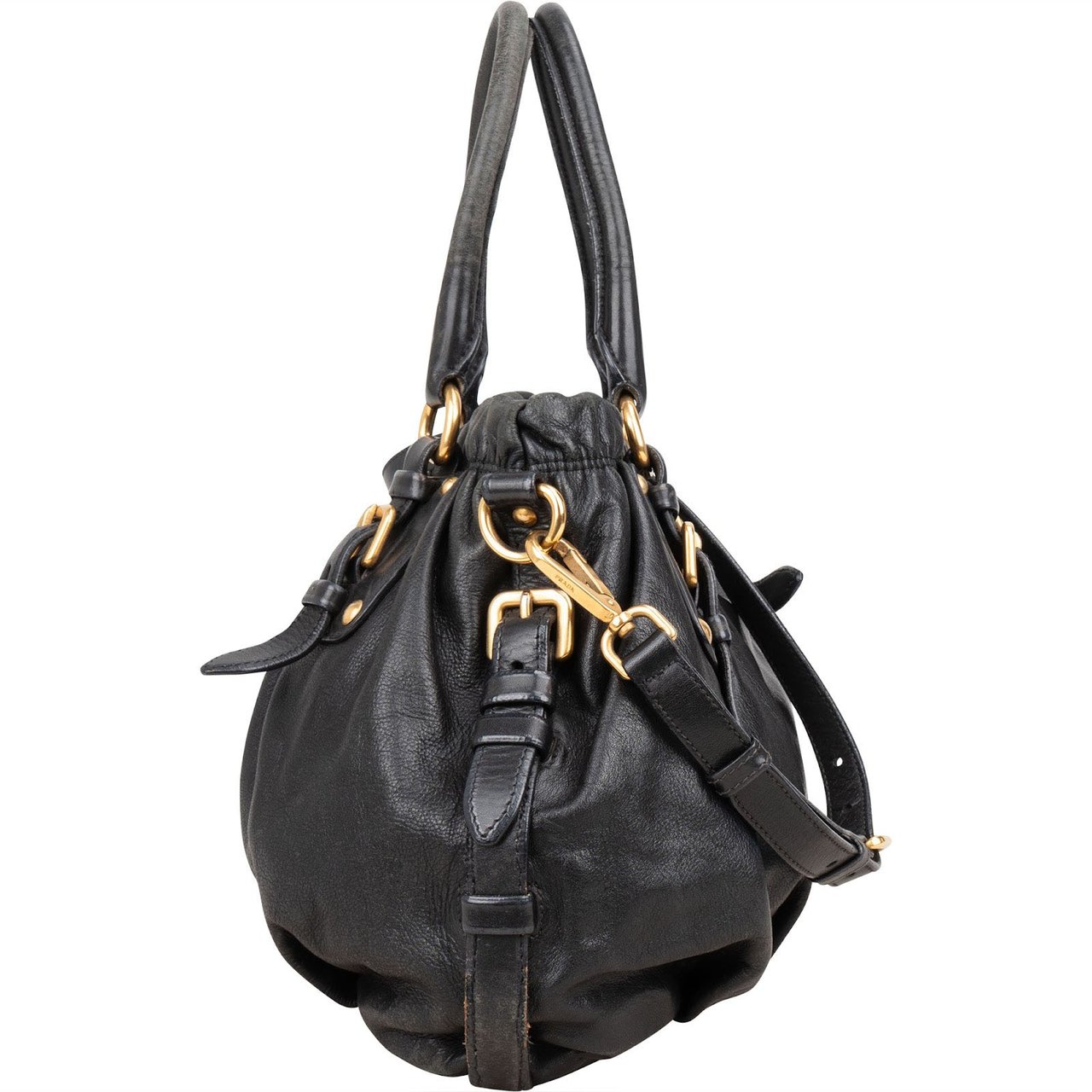 Prada Prada Black Nappa Gauffre Tote Handbag Zwart