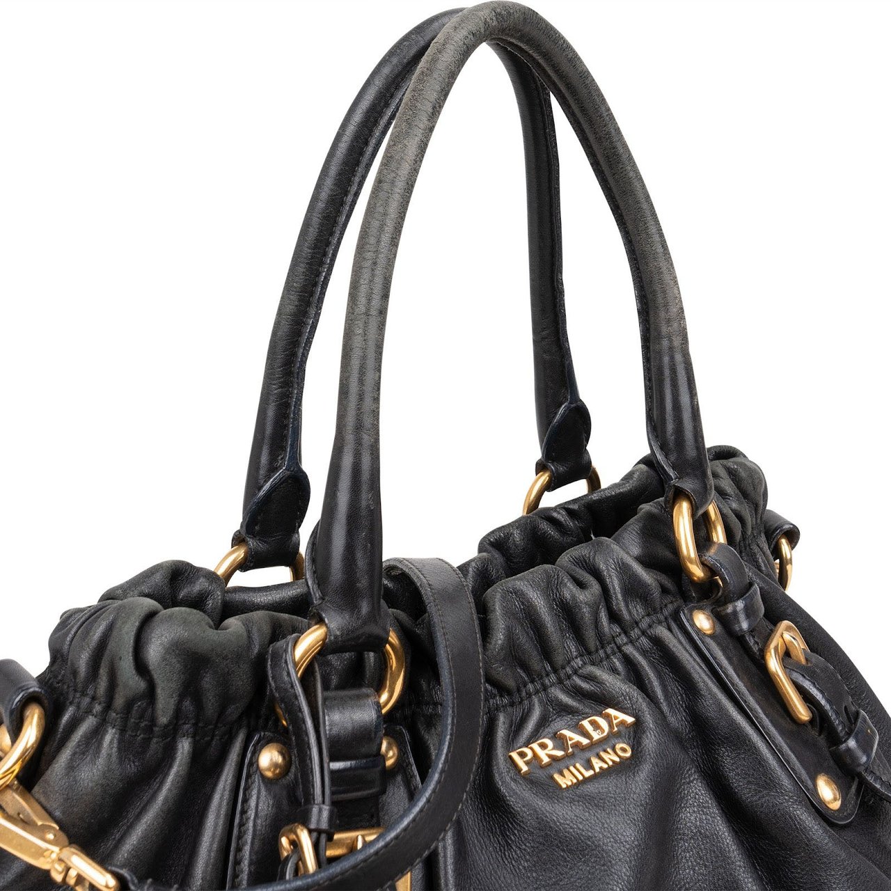 Prada Prada Black Nappa Gauffre Tote Handbag Zwart