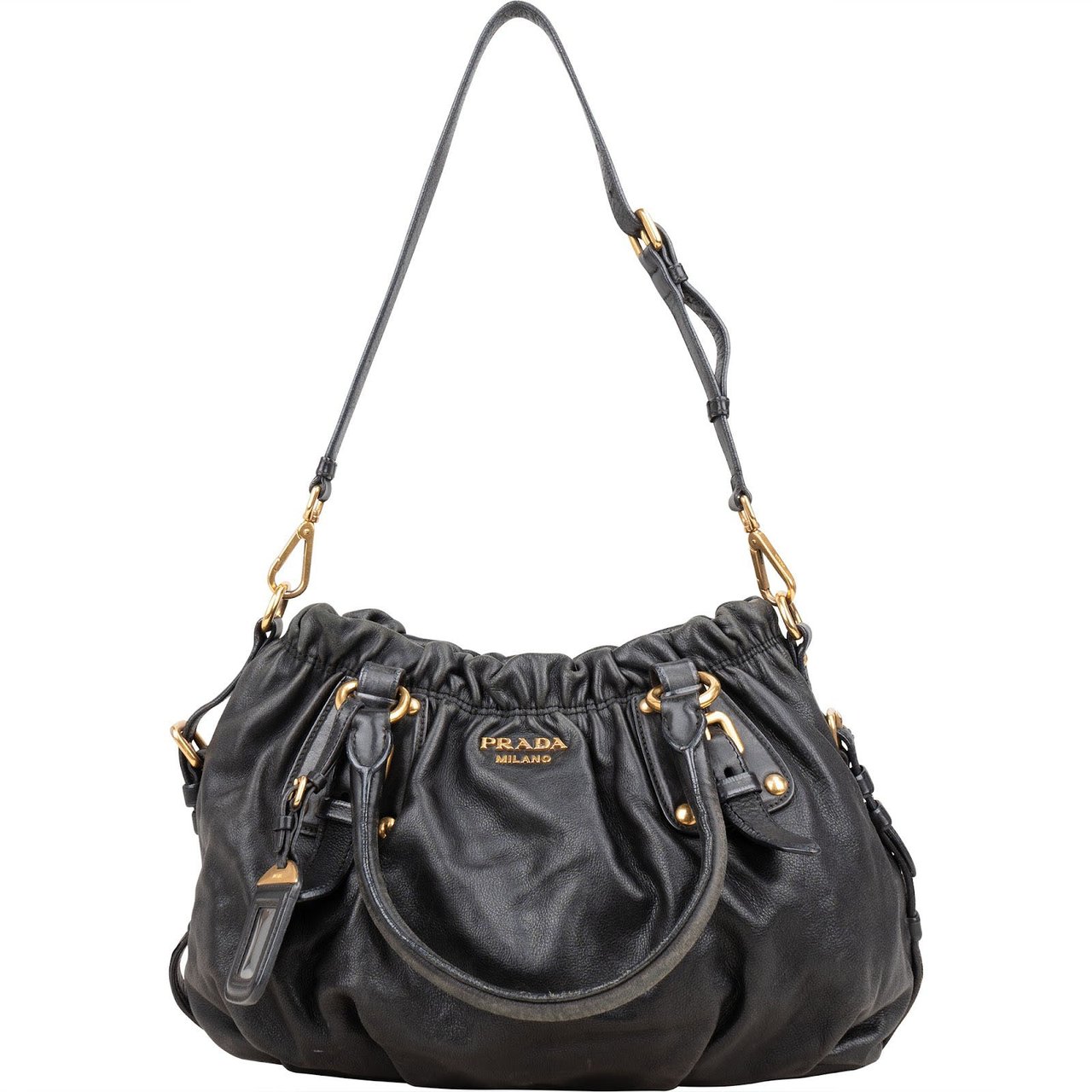 Prada Prada Black Nappa Gauffre Tote Handbag Zwart