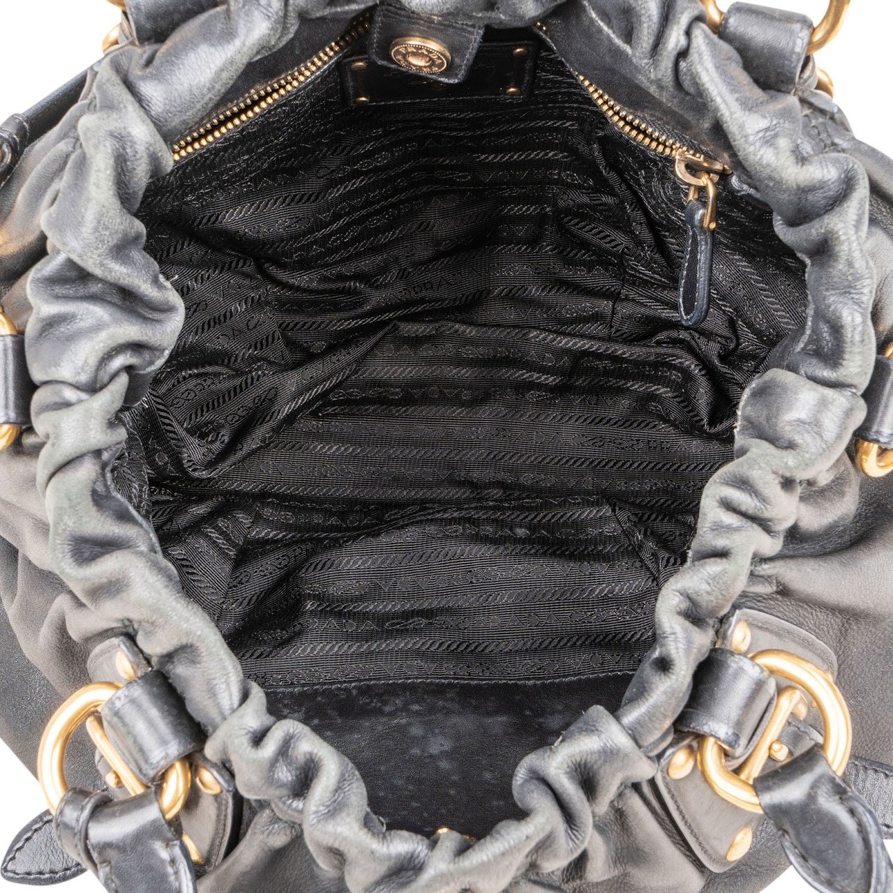 Prada Prada Black Nappa Gauffre Tote Handbag Zwart