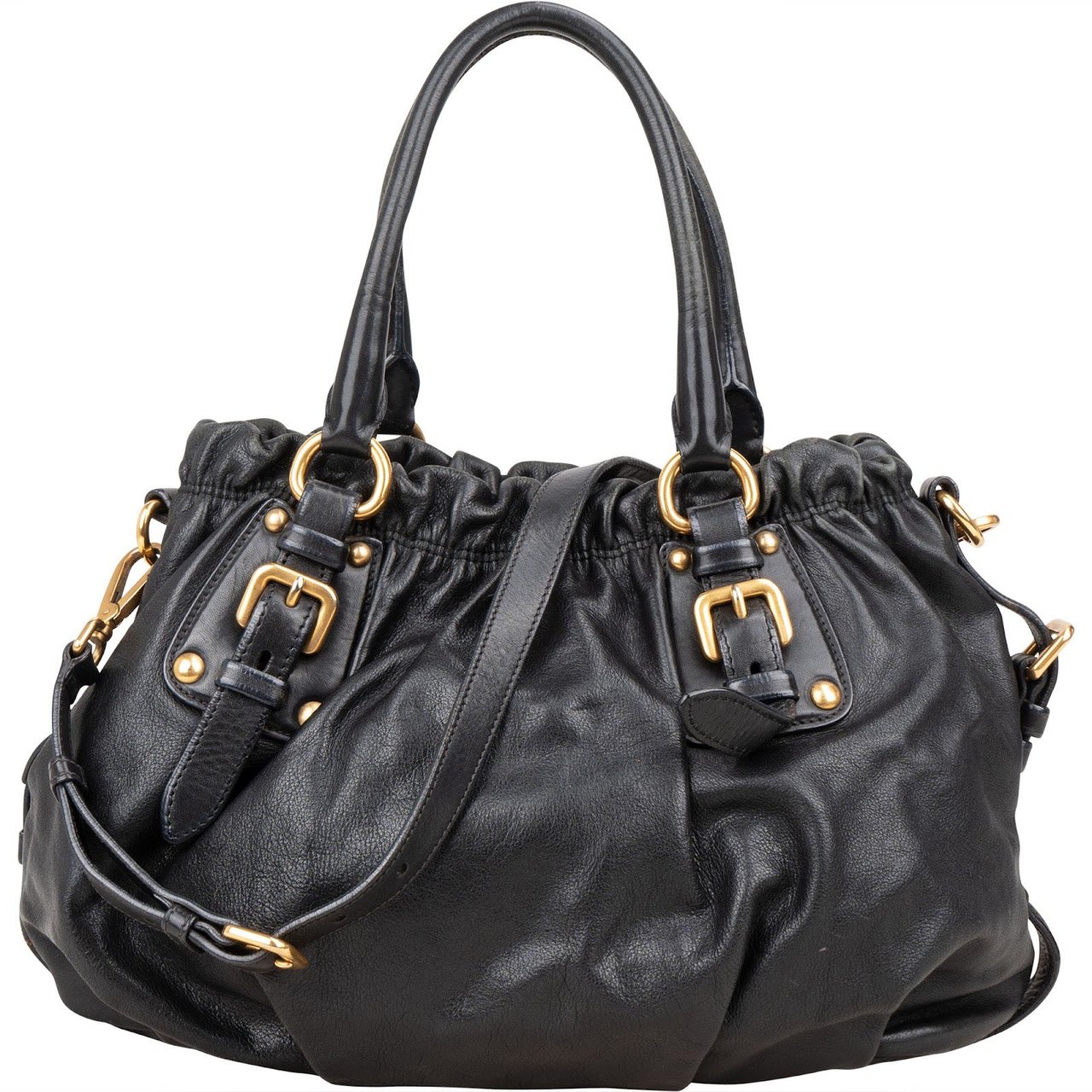 Prada Prada Black Nappa Gauffre Tote Handbag Zwart