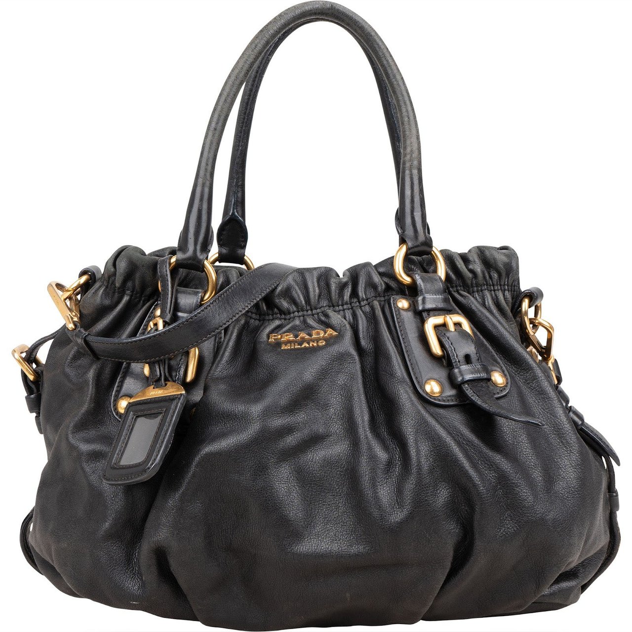 Prada Prada Black Nappa Gauffre Tote Handbag Zwart