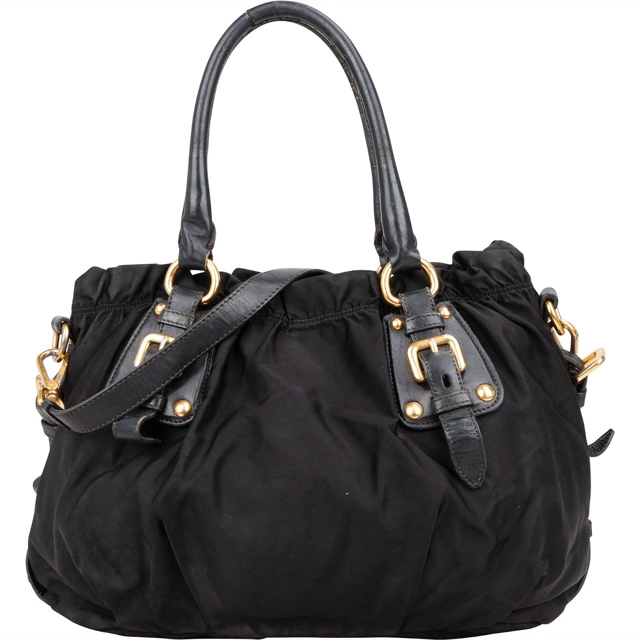 Prada Black Nylon Logo Handbag Zwart
