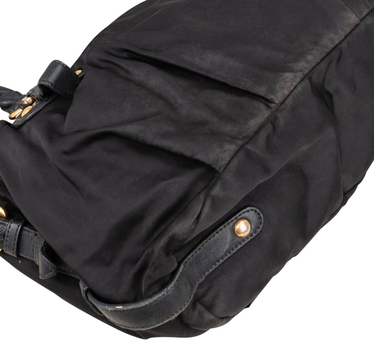 Prada Prada Black Nylon Logo Handbag Zwart