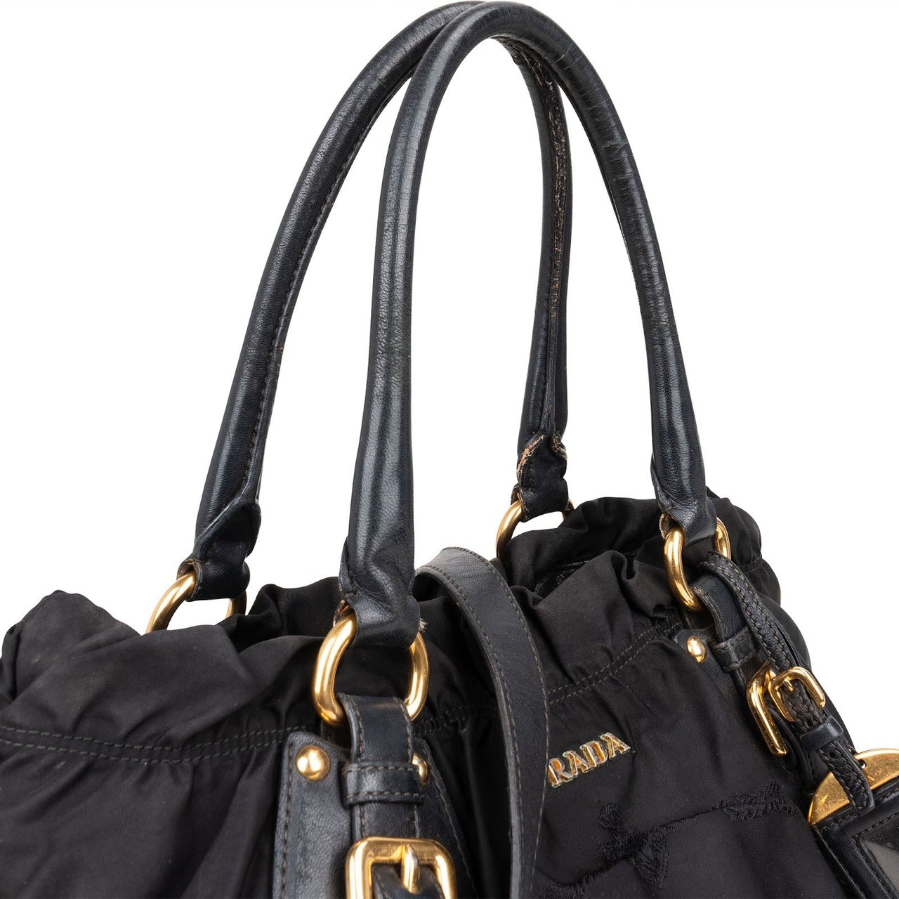 Prada Prada Black Nylon Logo Handbag Zwart