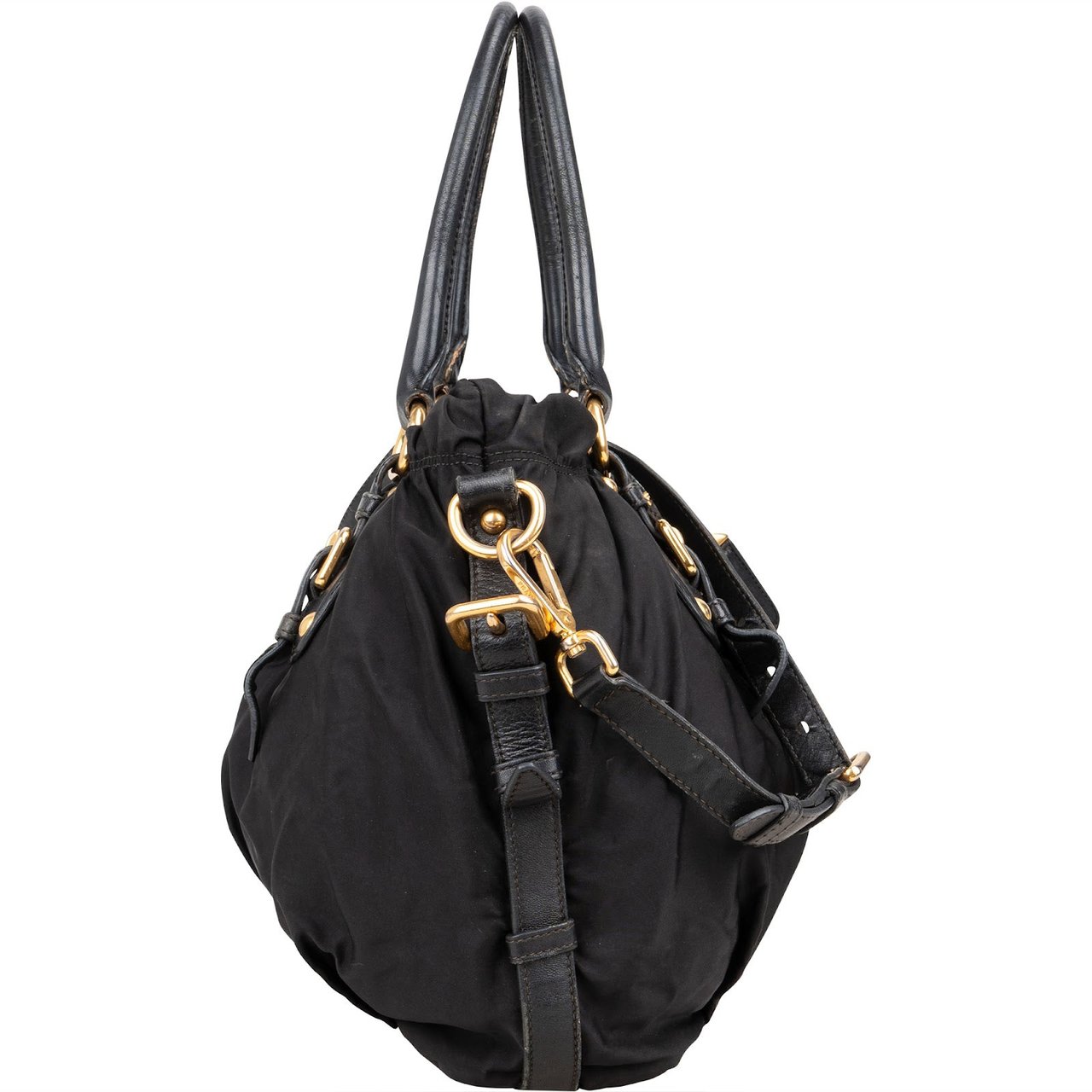 Prada Black Nylon Logo Handbag Zwart
