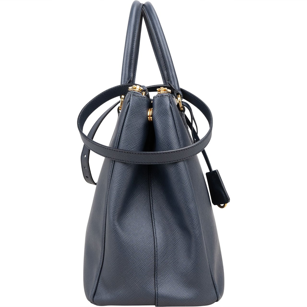 Prada Blue Saffiano Leather Galleria Handbag Blauw