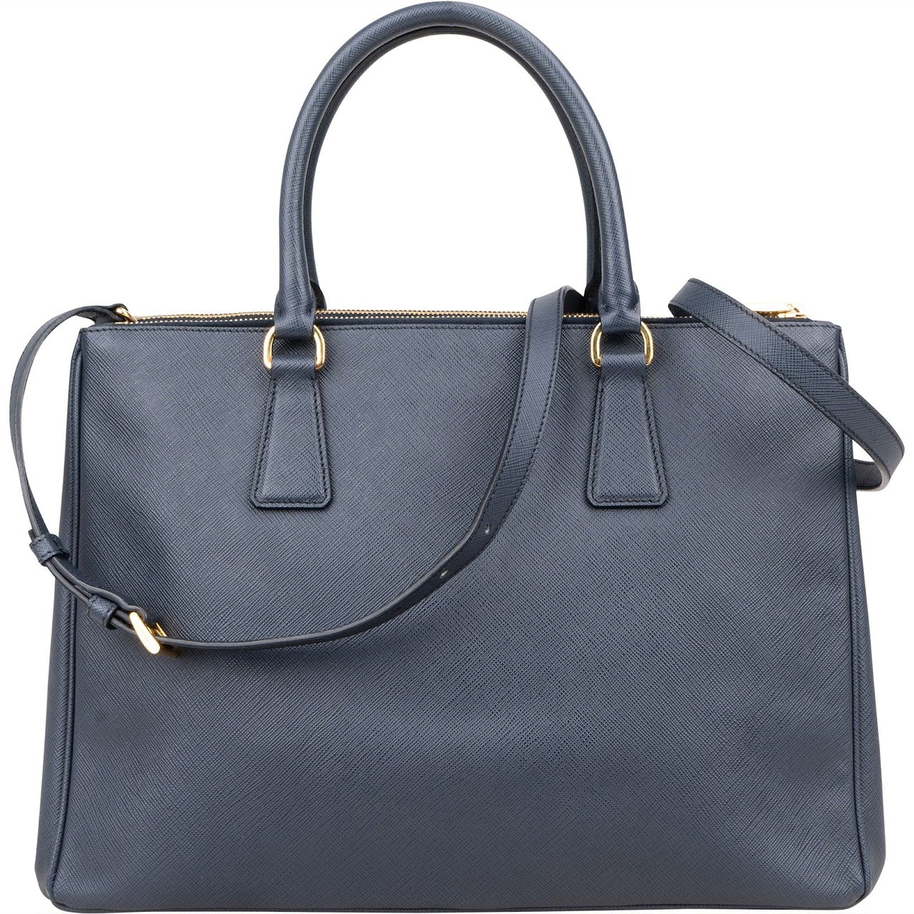 Prada Blue Saffiano Leather Galleria Handbag Blauw