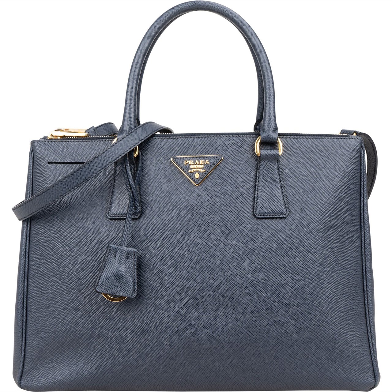 Prada Blue Saffiano Leather Galleria Handbag Blauw
