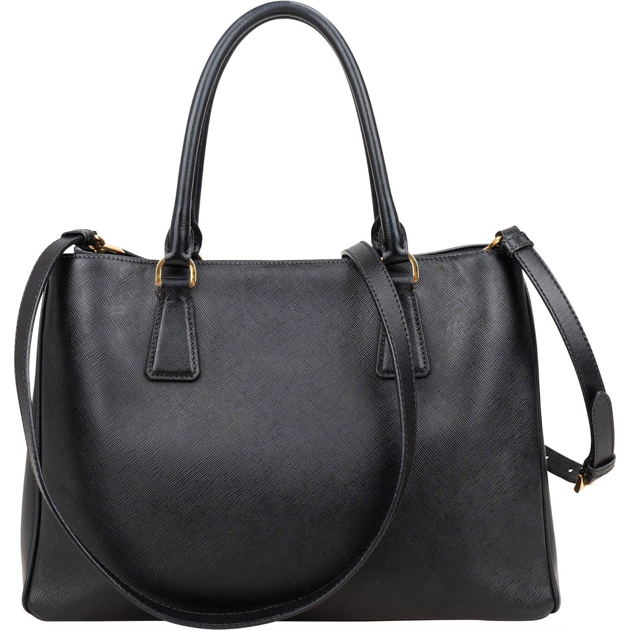 Prada Prada Black Saffiano Leather Galleria Handbag Zwart