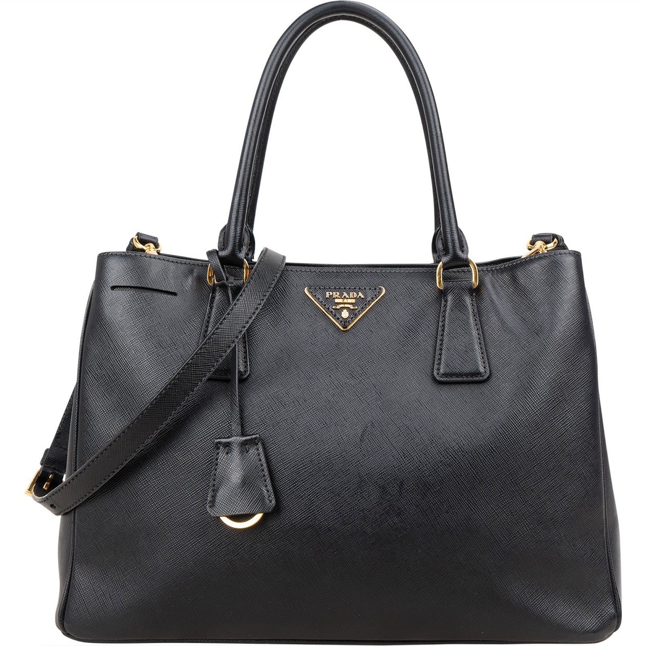 Prada Prada Black Saffiano Leather Galleria Handbag Zwart
