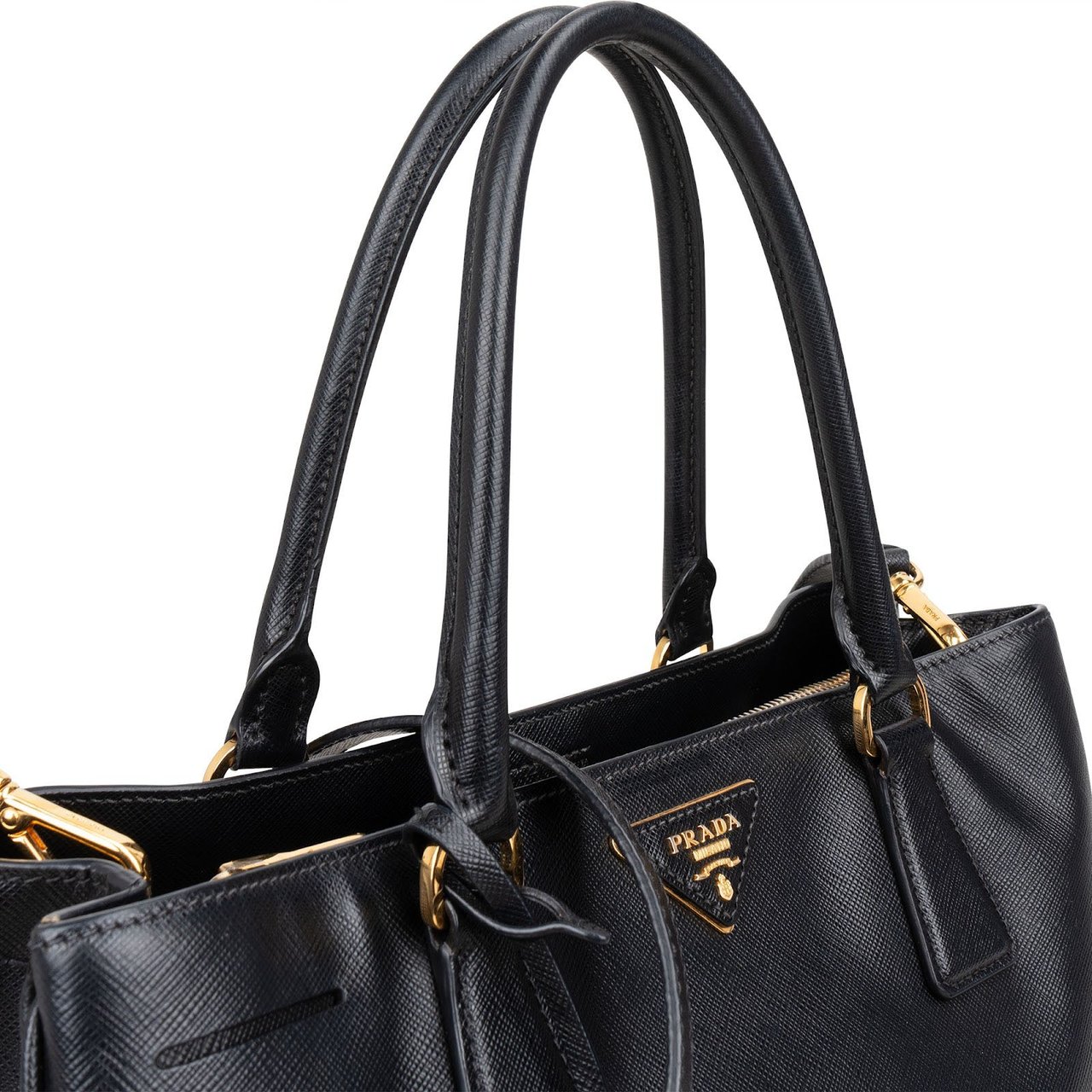 Prada Prada Black Saffiano Leather Galleria Handbag Zwart