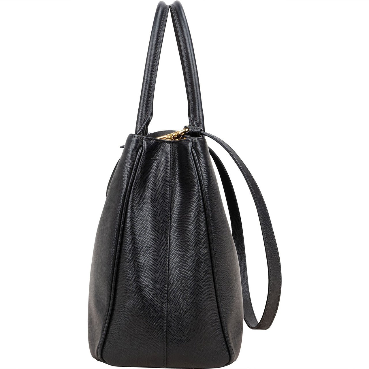 Prada Prada Black Saffiano Leather Galleria Handbag Zwart