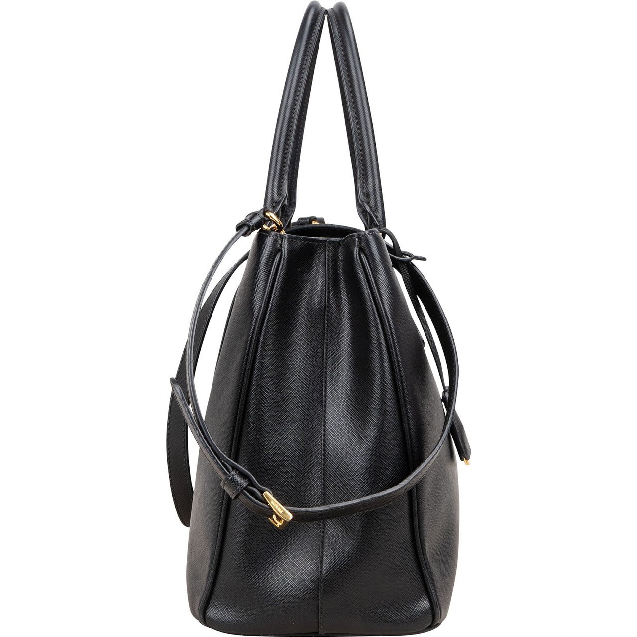 Prada Prada Black Saffiano Leather Galleria Handbag Zwart